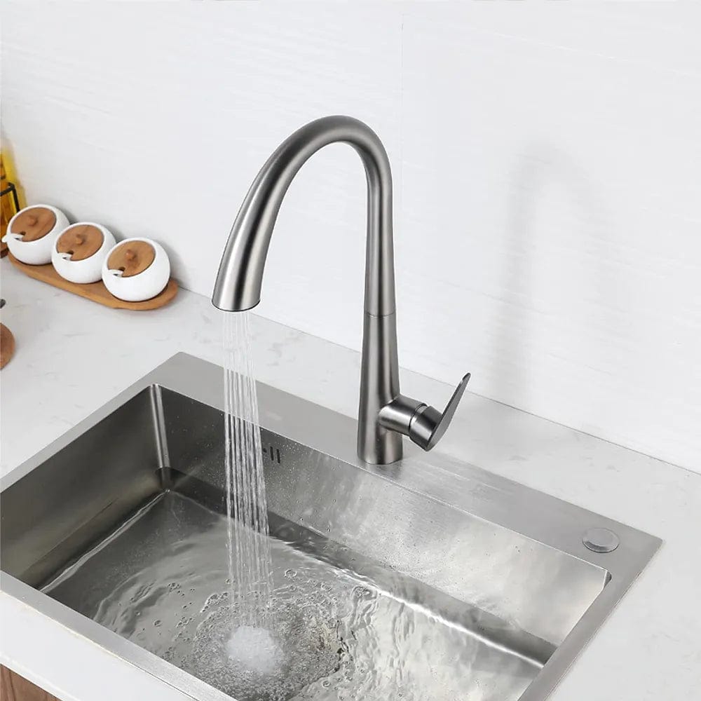 Baterie de bucatarie Rea Ross cu dus extractibil, argintiu