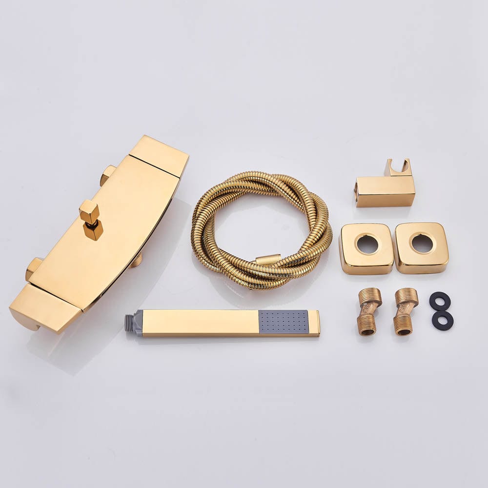 Baterie de cadă cu cascadă și duș de mână, auriu lucios, cod 1302