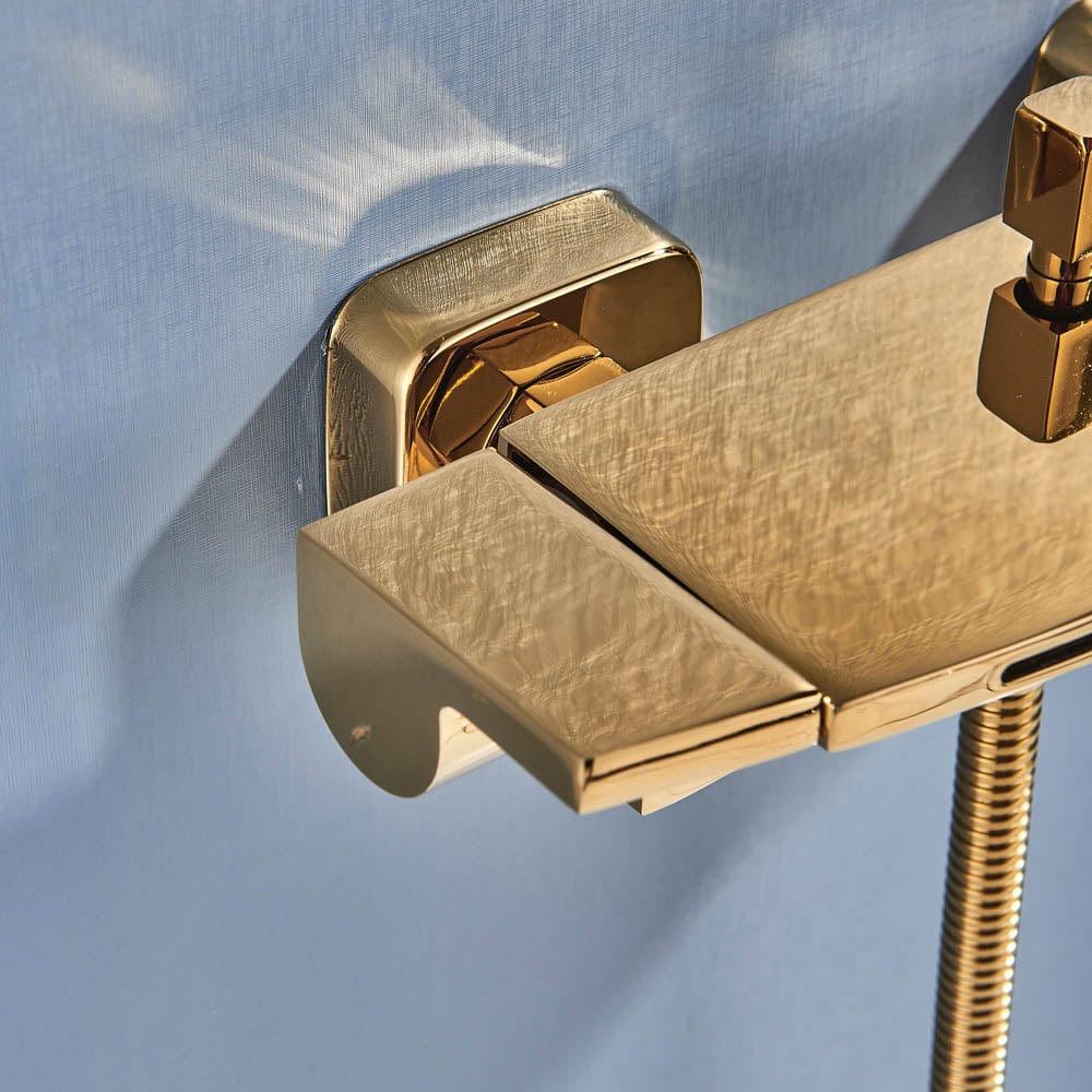 Baterie de cadă cu cascadă și duș de mână, auriu lucios, cod 1302