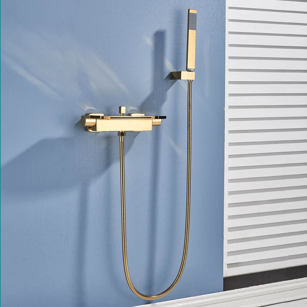 Baterie de cadă cu cascadă și duș de mână, auriu lucios, cod 1302