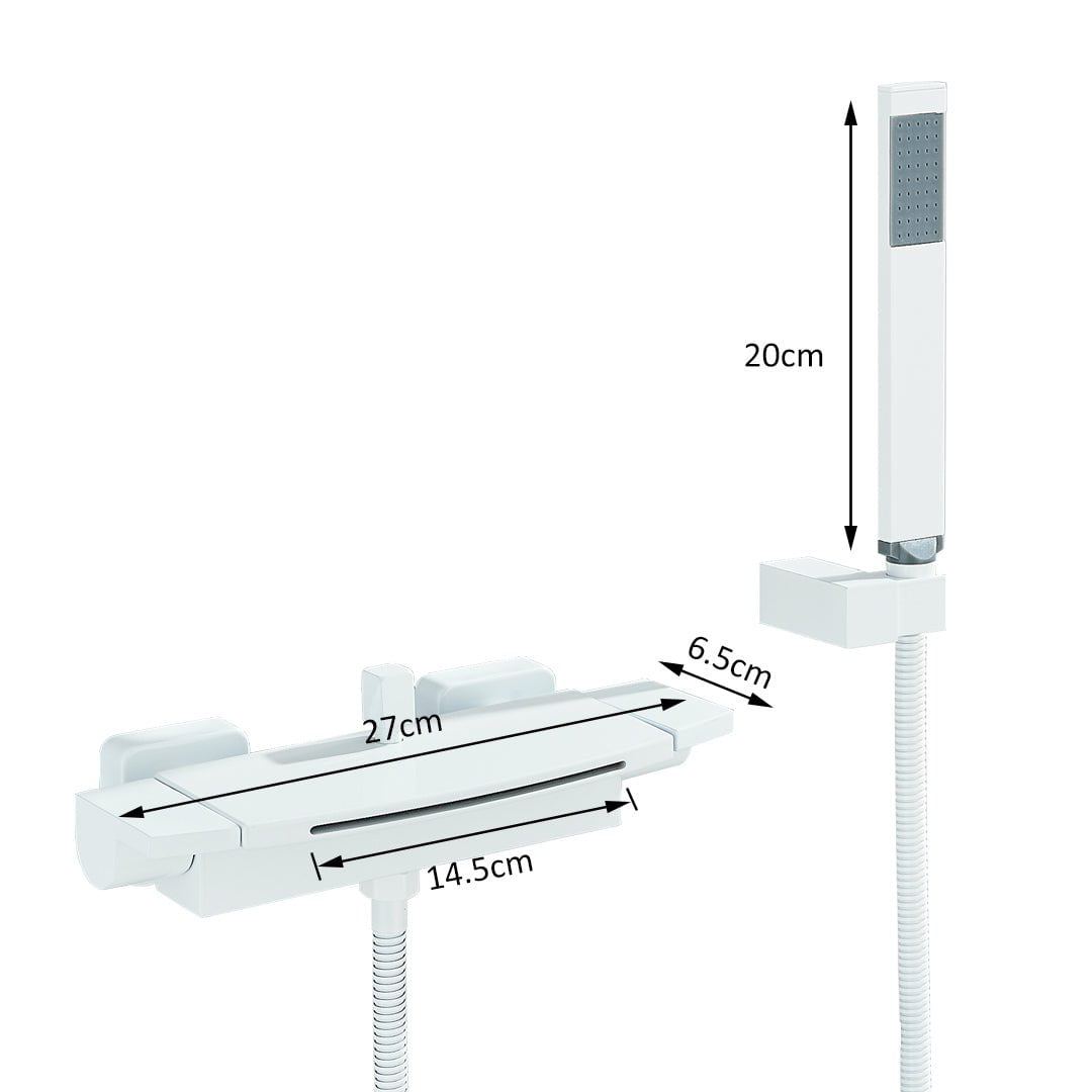 Baterie de cada cu cascada si dus de mana, alb, cod 1447