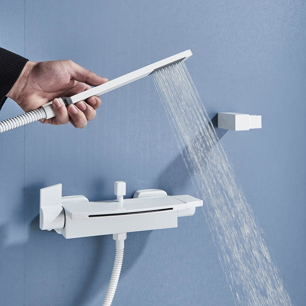 Baterie de cada cu cascada si dus de mana, alb, cod 1447