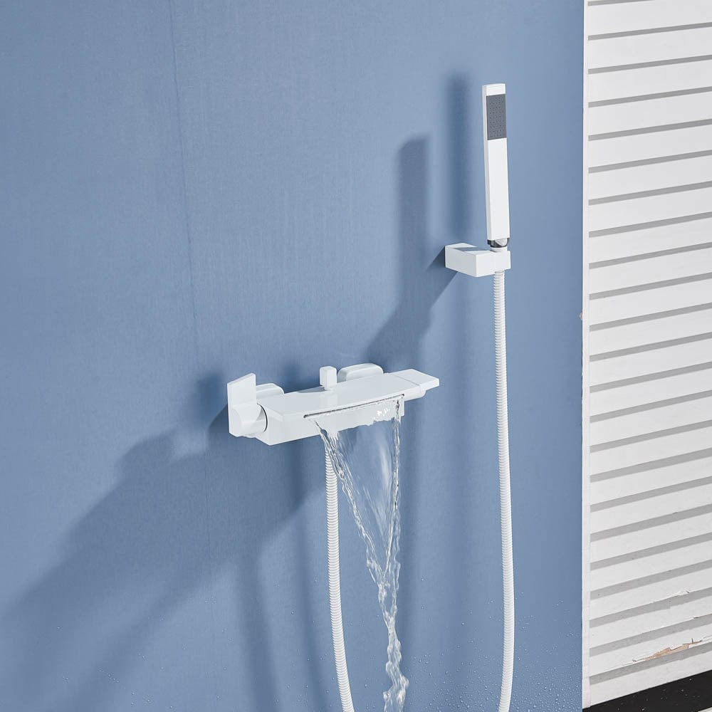 Baterie de cada cu cascada si dus de mana, alb, cod 1447