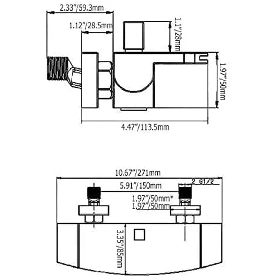 Baterie de cada cu cascada si dus de mana, argintiu cromat, cod 1303