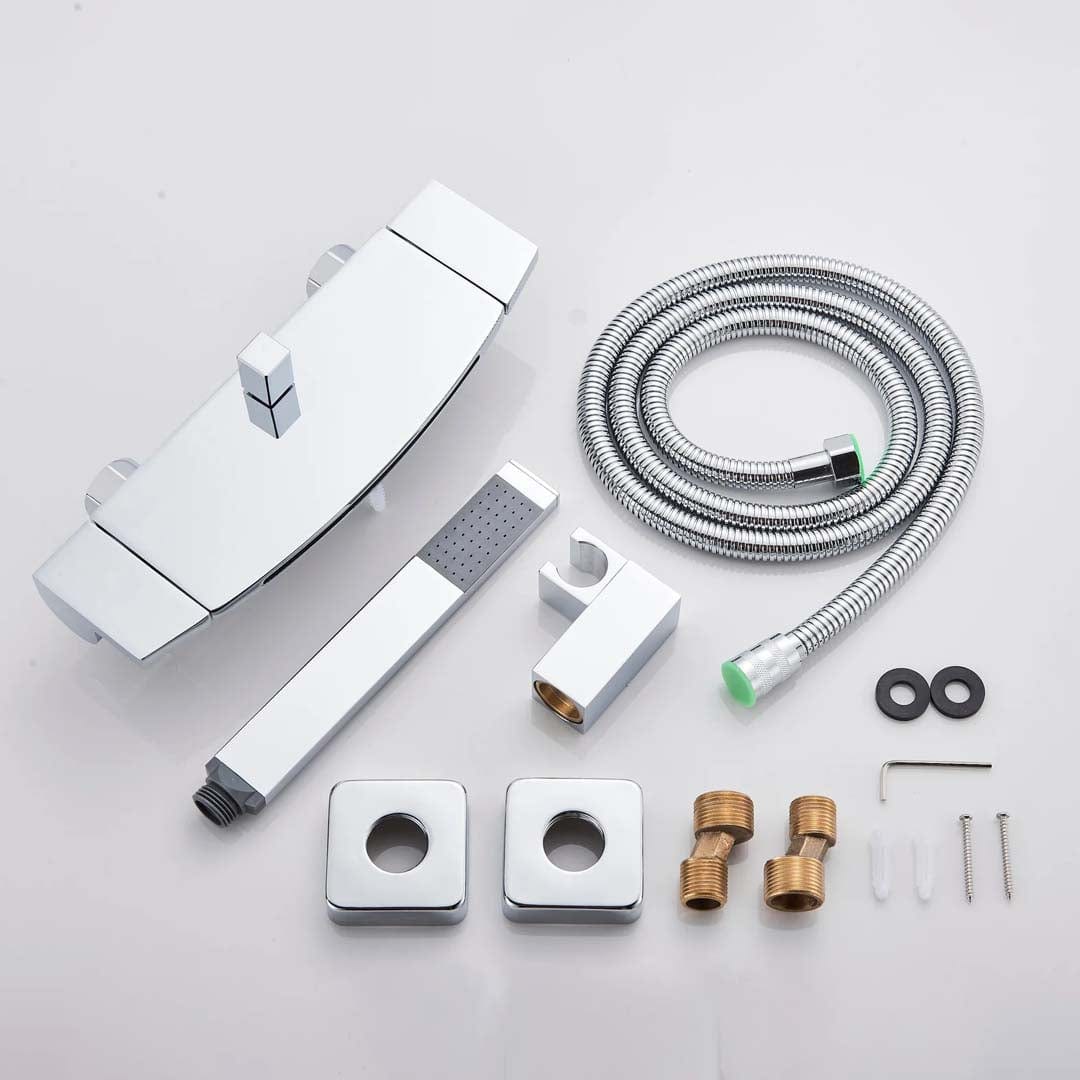 Baterie de cada cu cascada si dus de mana, argintiu cromat, cod 1303