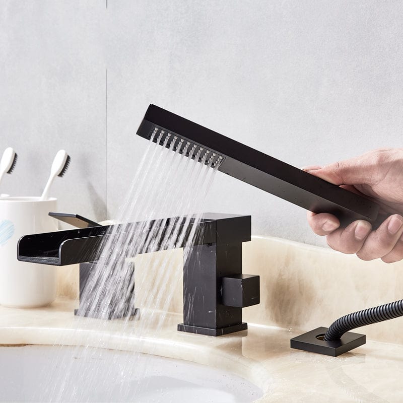 Baterie de cada, cu cascada si dus de mana Zuver Plate, neagra, cod 1408