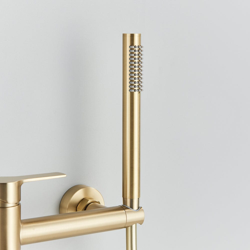 Baterie de cada cu montaj pe perete, cu dus de mana, finisaj auriu nichelat, cod:1556