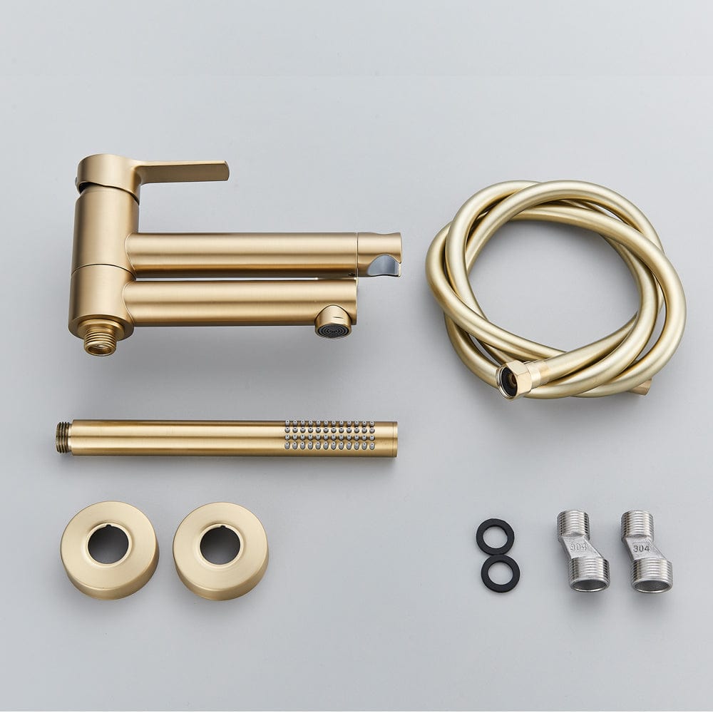 Baterie de cada cu montaj pe perete, cu dus de mana, finisaj auriu nichelat, cod:1556