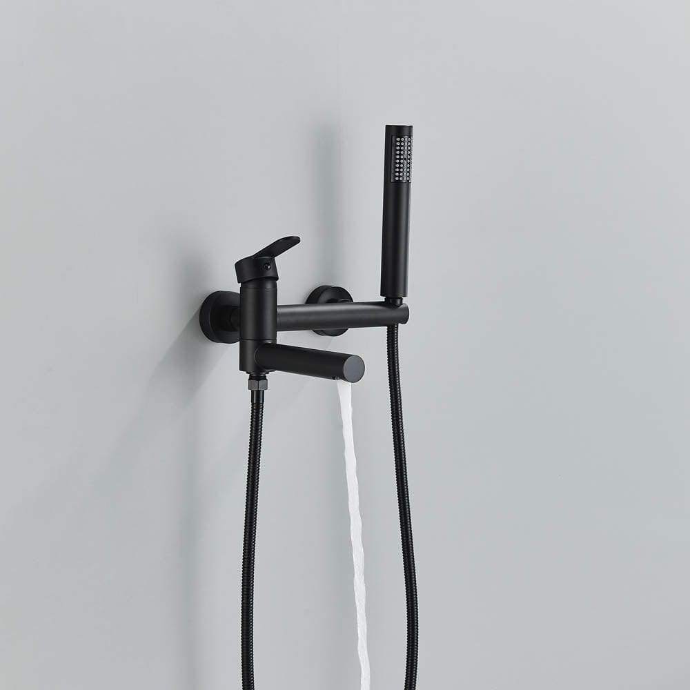Baterie de cada cu montaj pe perete, cu dus de mana, finisaj negru mat, cod 1448