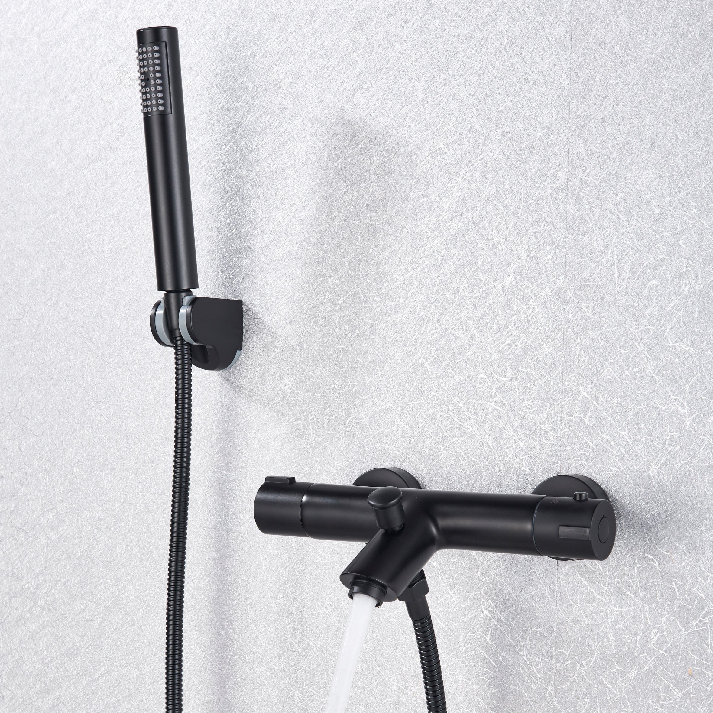 Baterie de cada cu termostat si dus de mana, finisaj negru mat, cod 1327