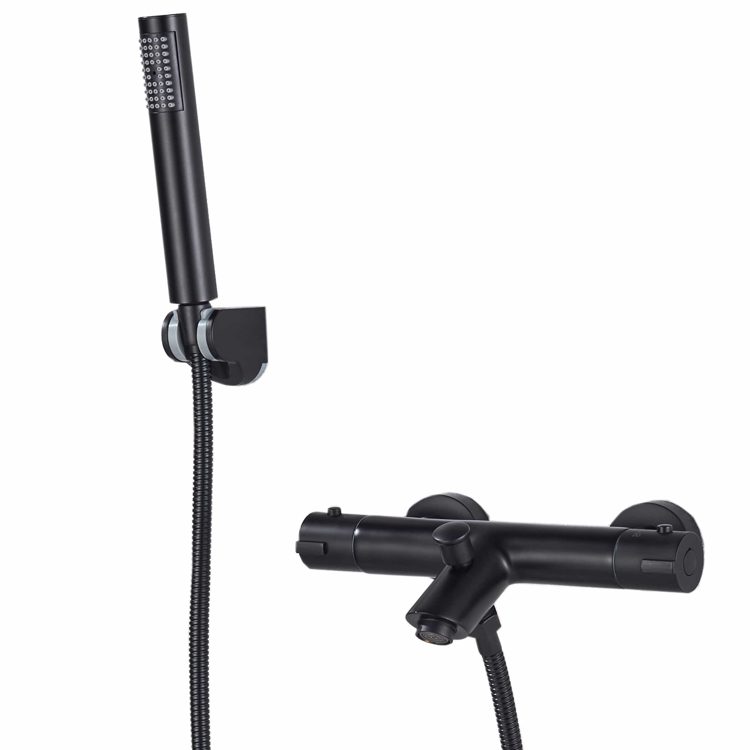 Baterie de cada cu termostat si dus de mana, finisaj negru mat, cod 1327