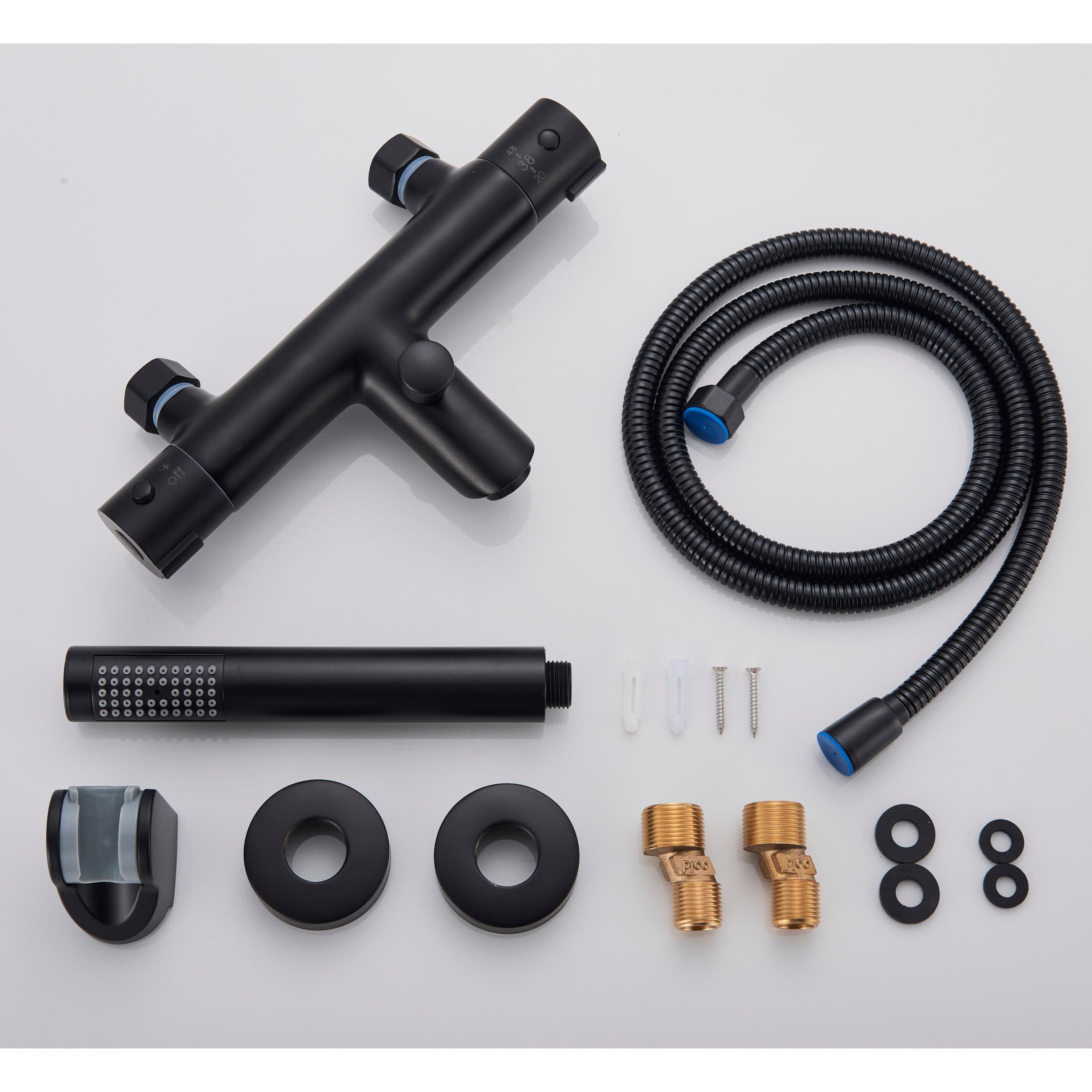 Baterie de cada cu termostat si dus de mana, finisaj negru mat, cod 1327