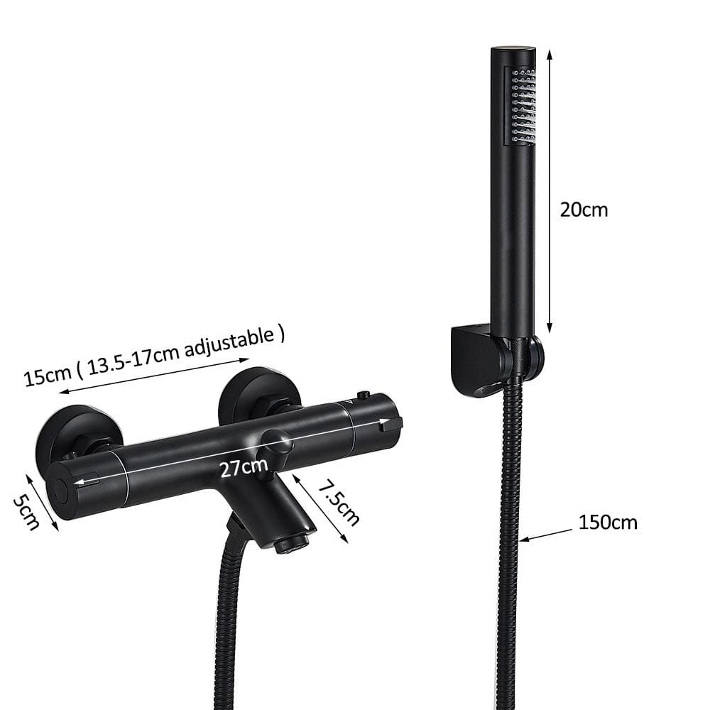 Baterie de cada cu termostat si dus de mana, finisaj negru mat, cod 1327