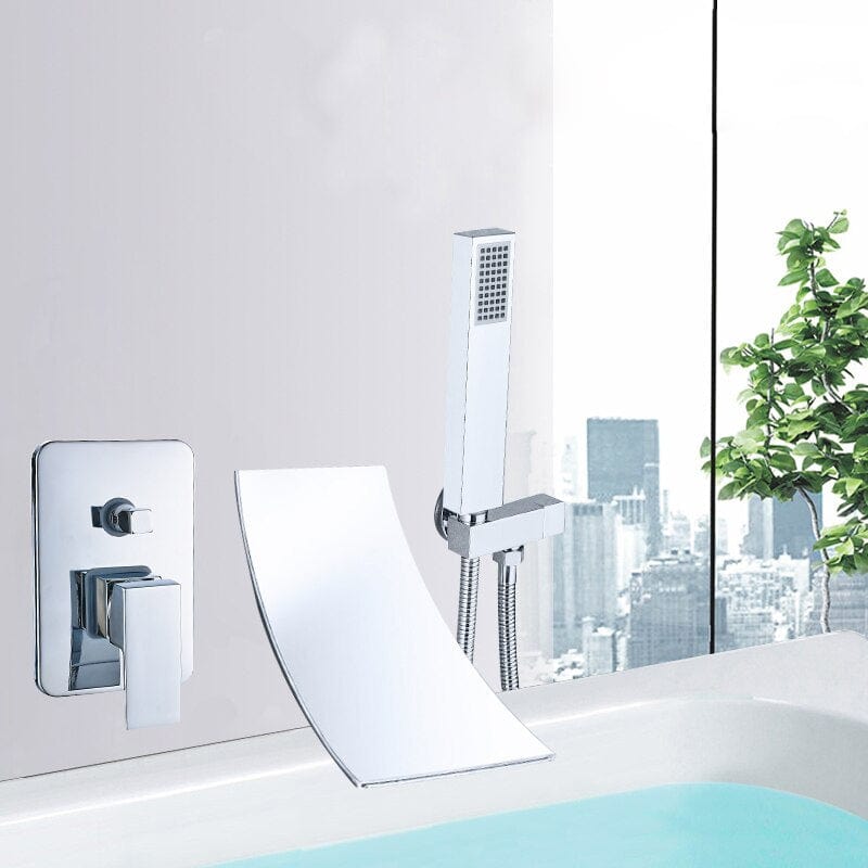 Baterie de cada incastrata Alexa S1277, cascada si dus de mana, crom lucios, cod 1277