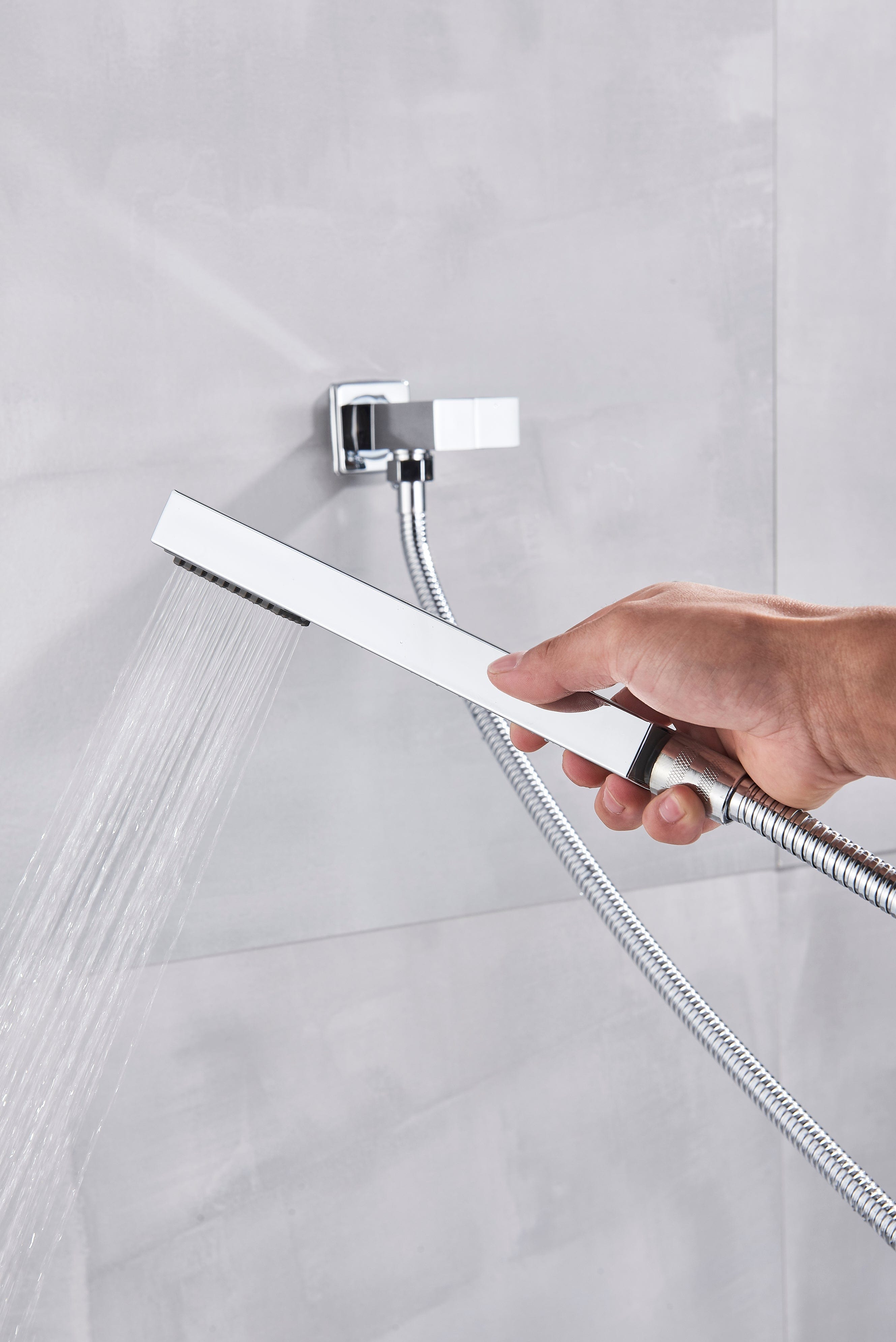 Baterie de cada incastrata Alexa S1277, cascada si dus de mana, crom lucios, cod 1277