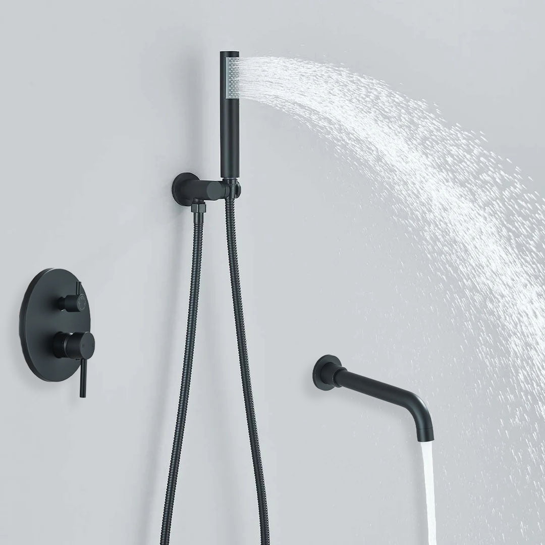 Baterie de cada incastrata, cu dus de mana, finisaj negru mat, cod 1339