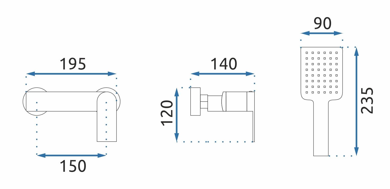 Baterie de duș Rea Storm aurie