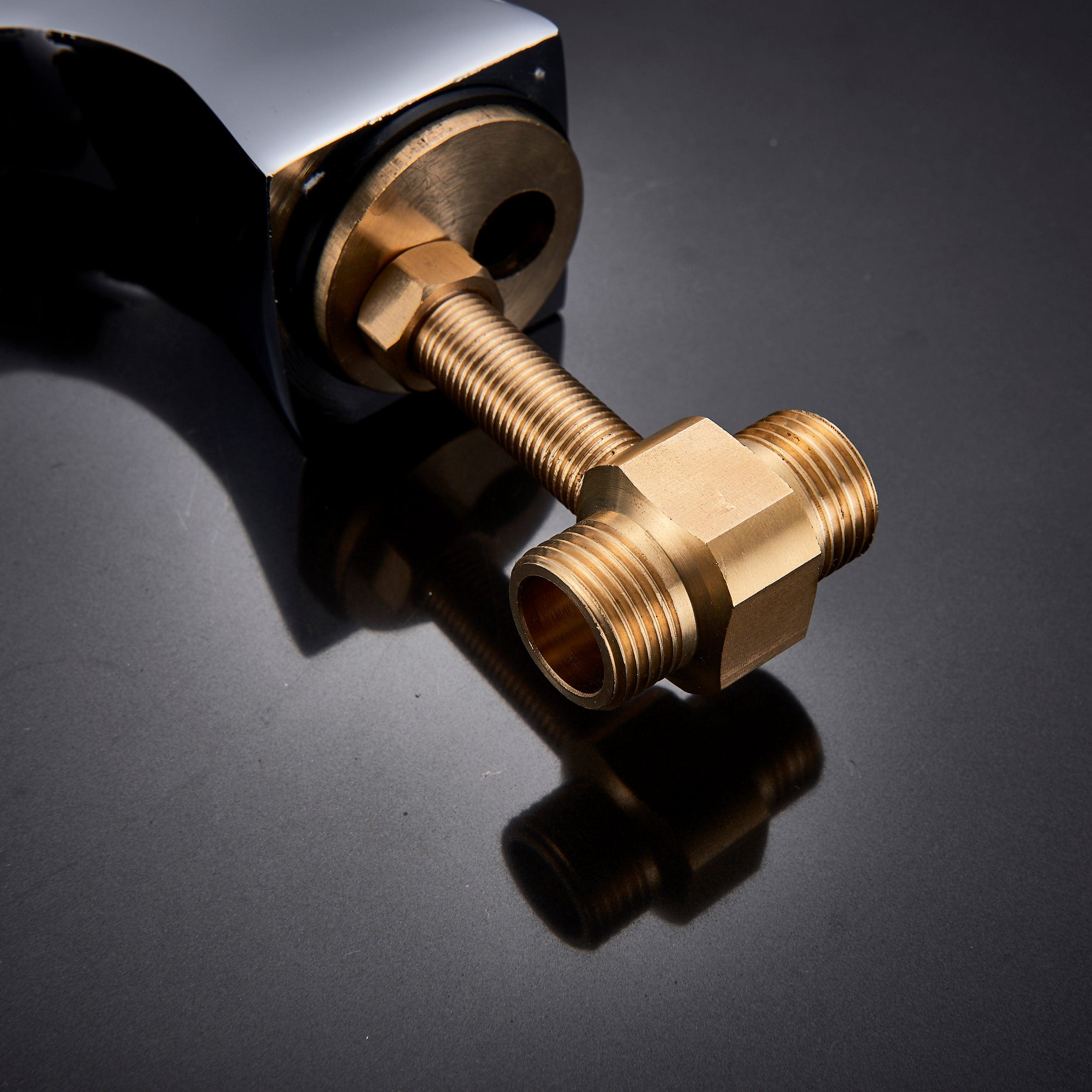 Baterie de lavoar cu design minimalist, doua manere, argintiu cromat, cod 1309