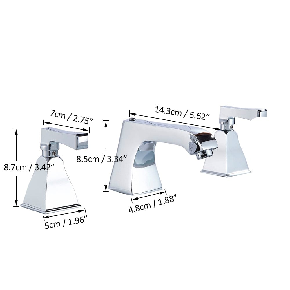 Baterie de lavoar cu design minimalist, doua manere, argintiu cromat, cod 1309