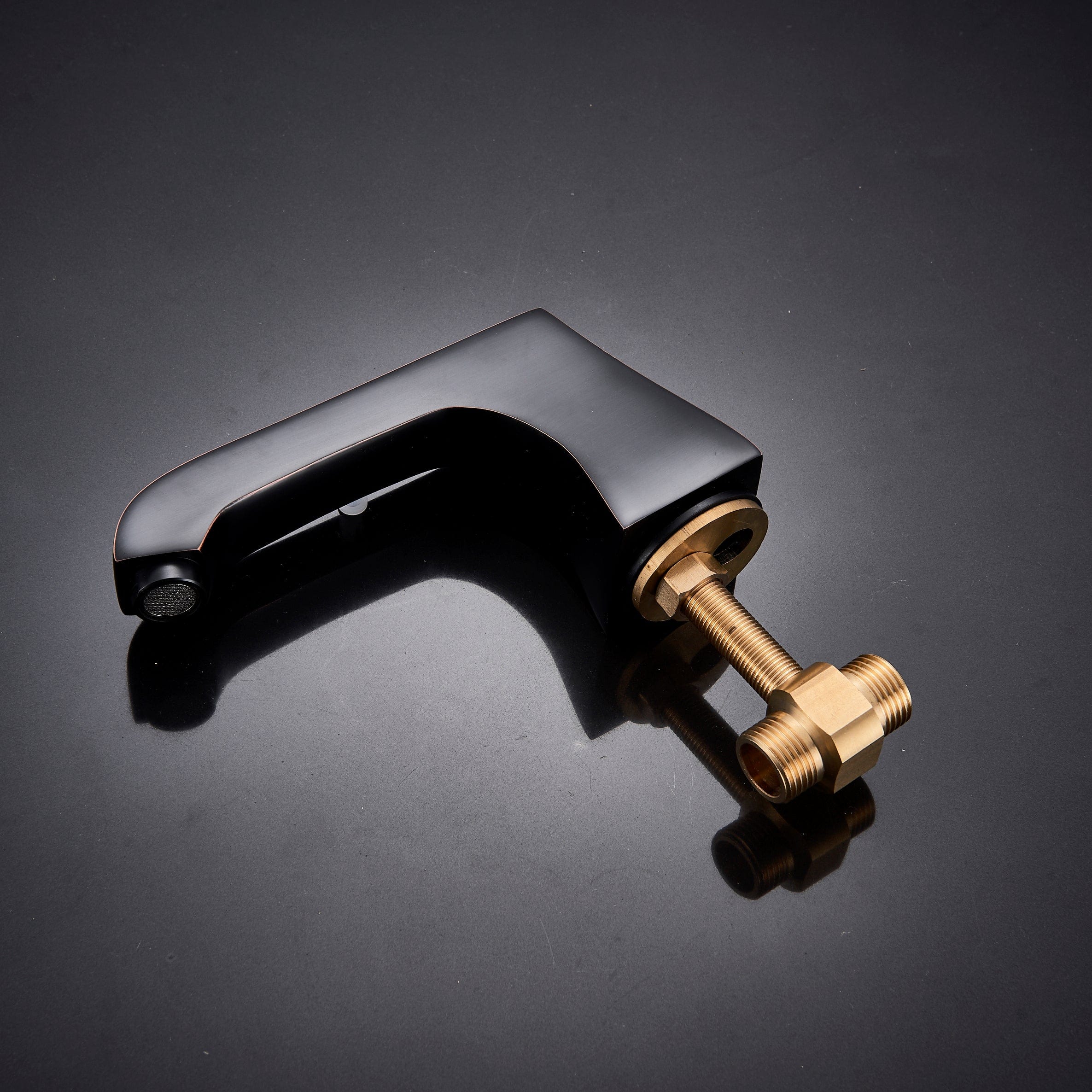 Baterie de lavoar cu design minimalist, doua manere, negru mat, cod 1308