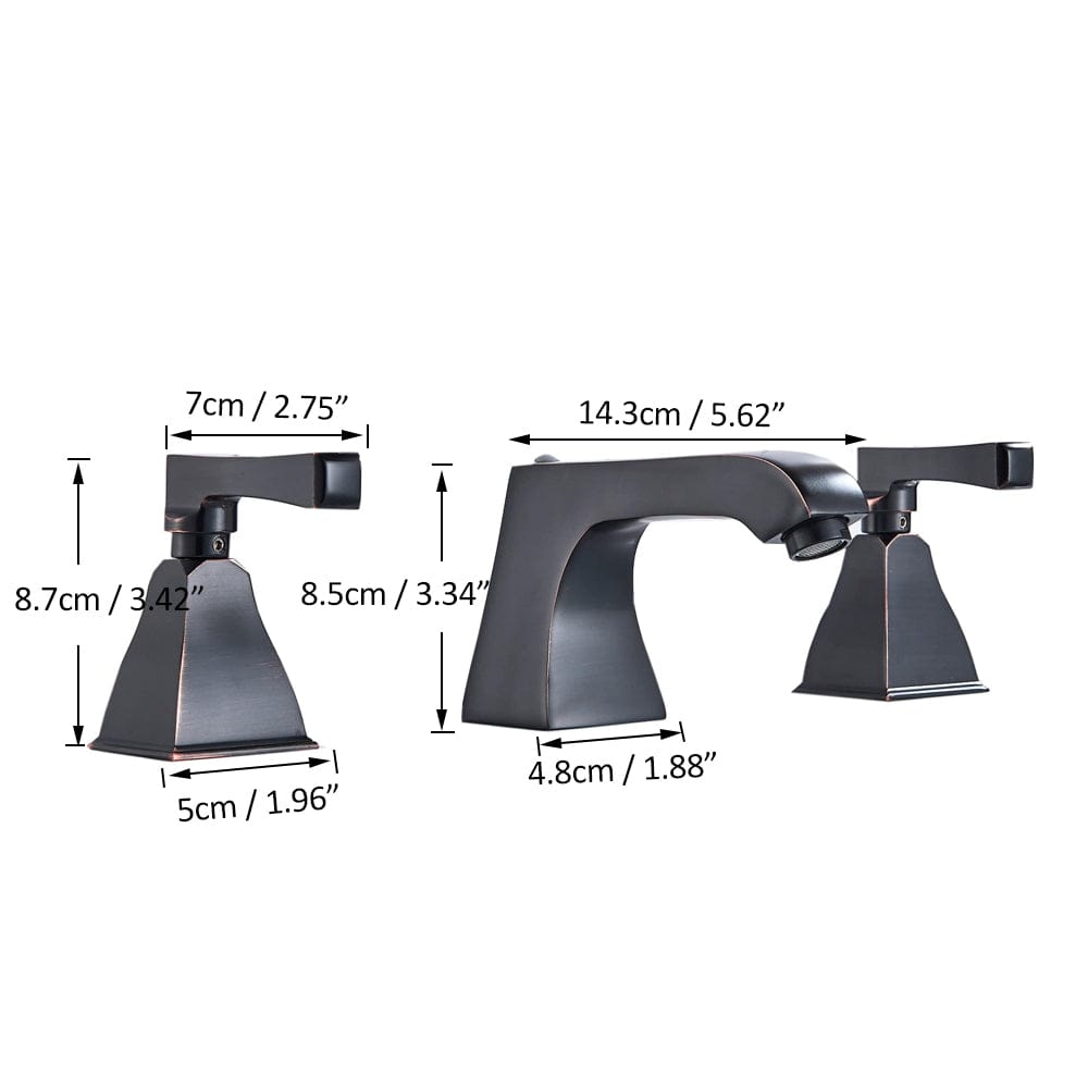 Baterie de lavoar cu design minimalist, doua manere, negru mat, cod 1308