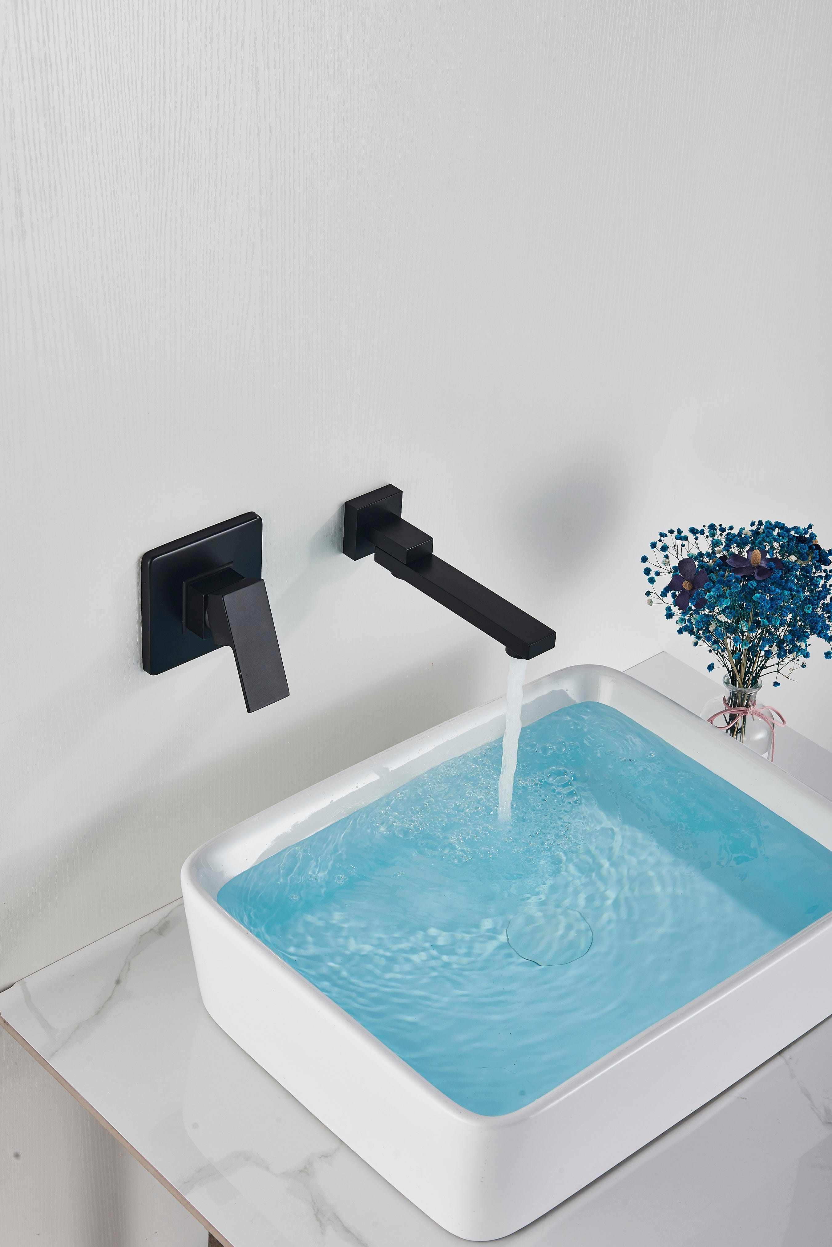 Baterie de lavoar neagra mata, incastrata, din alama, cod 1226