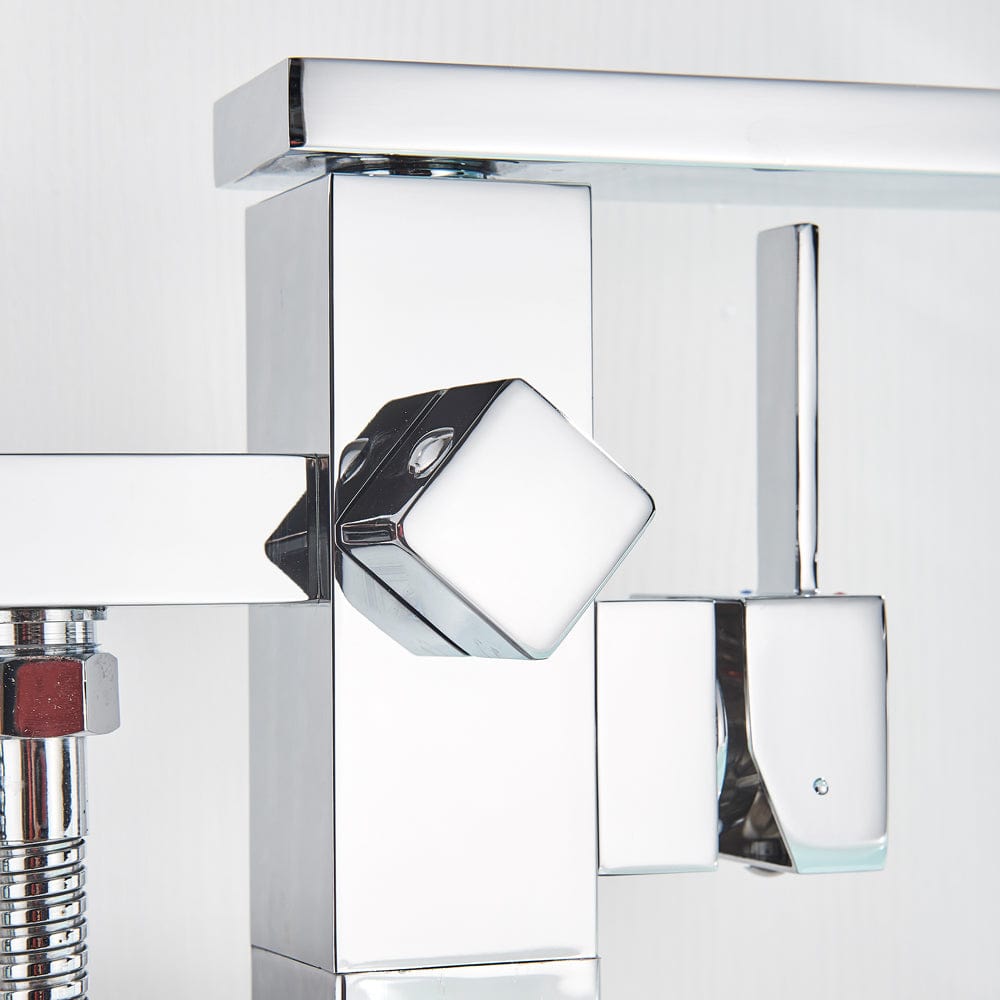 Baterie de podea cu cadru patrat, argintiu cromat, cod 1525