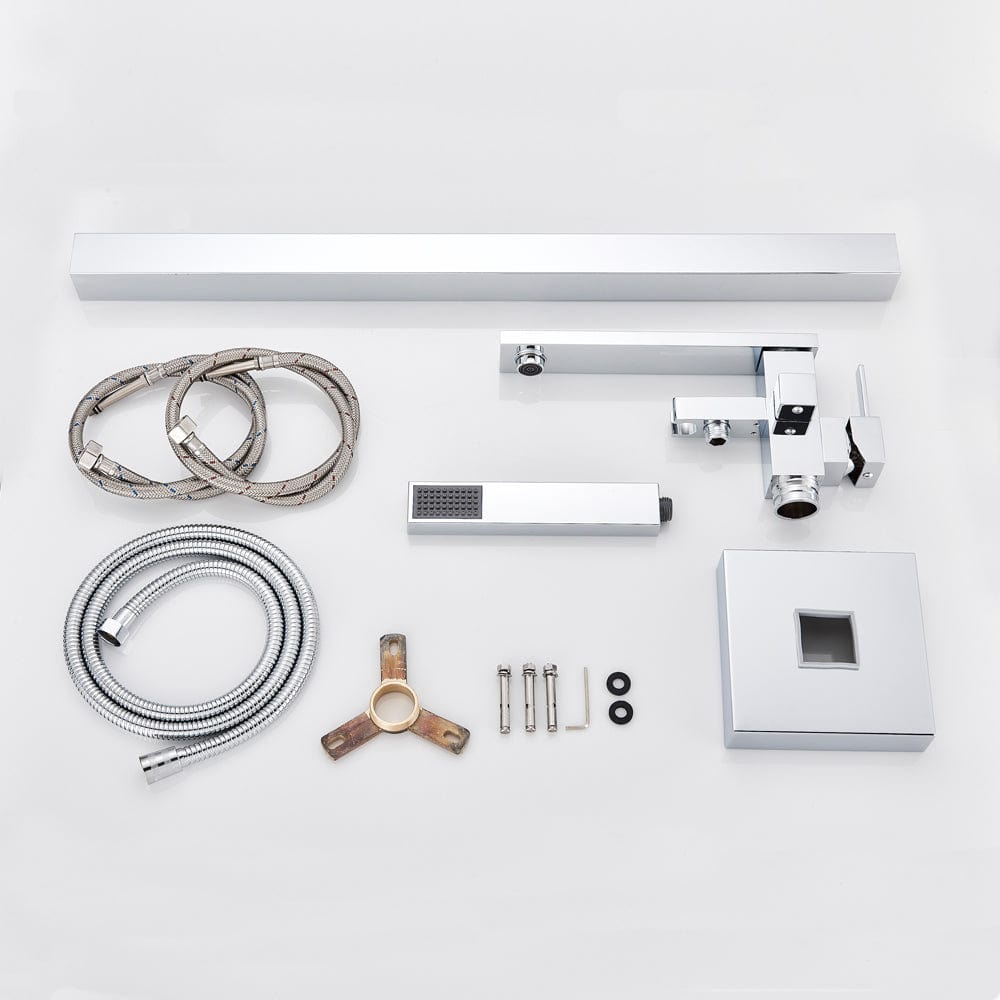 Baterie de podea cu cadru patrat, argintiu cromat, cod 1525