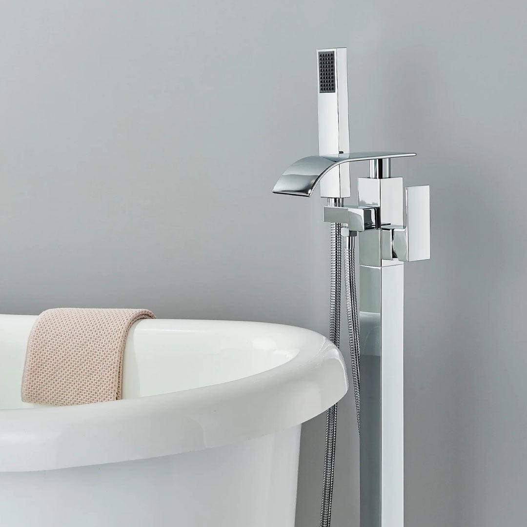 Baterie de podea cu cadru patrat si efect de cascada, argintiu, cod 1562