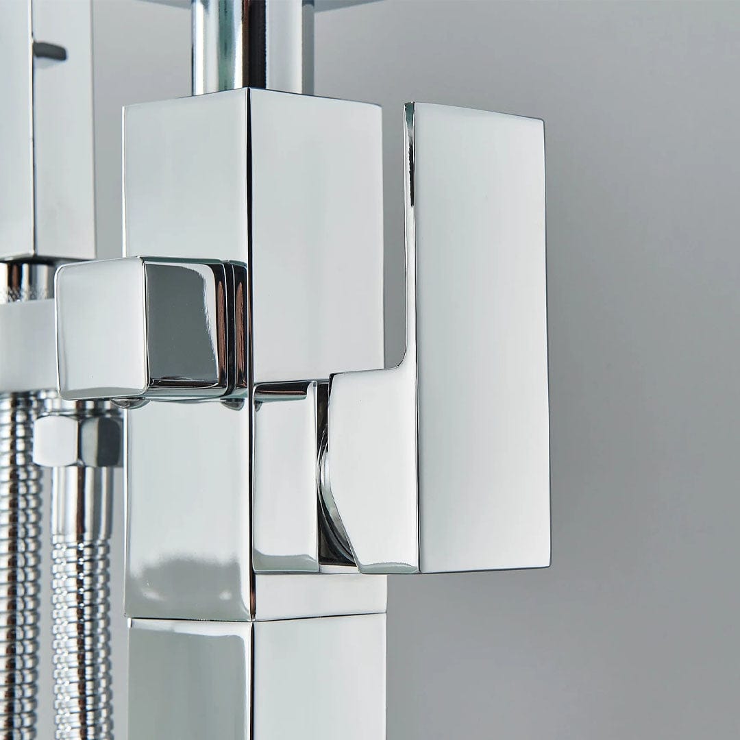 Baterie de podea cu cadru patrat si efect de cascada, argintiu, cod 1562