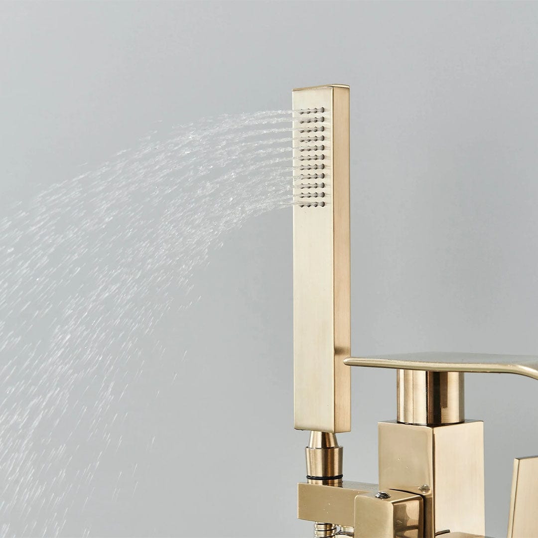 Baterie de podea cu cadru patrat si efect de cascada, auriu periat, cod 1563