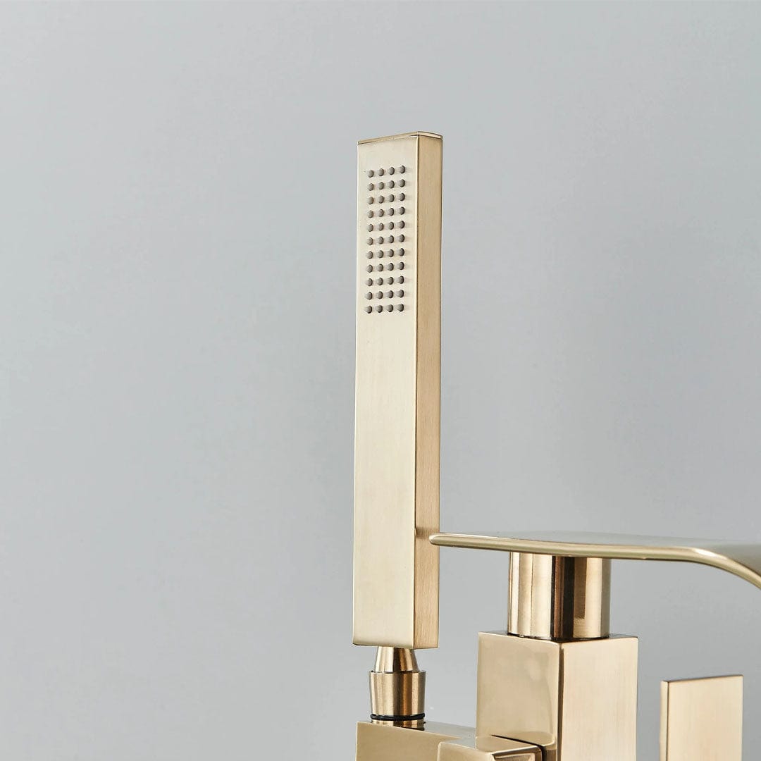 Baterie de podea cu cadru patrat si efect de cascada, auriu periat, cod 1563