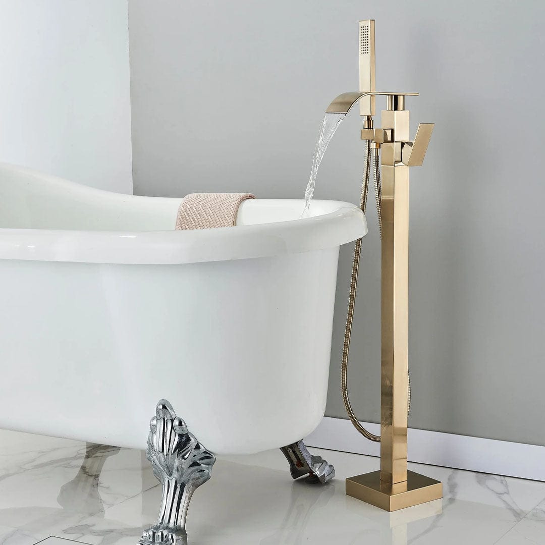 Baterie de podea cu cadru patrat si efect de cascada, auriu periat, cod 1563