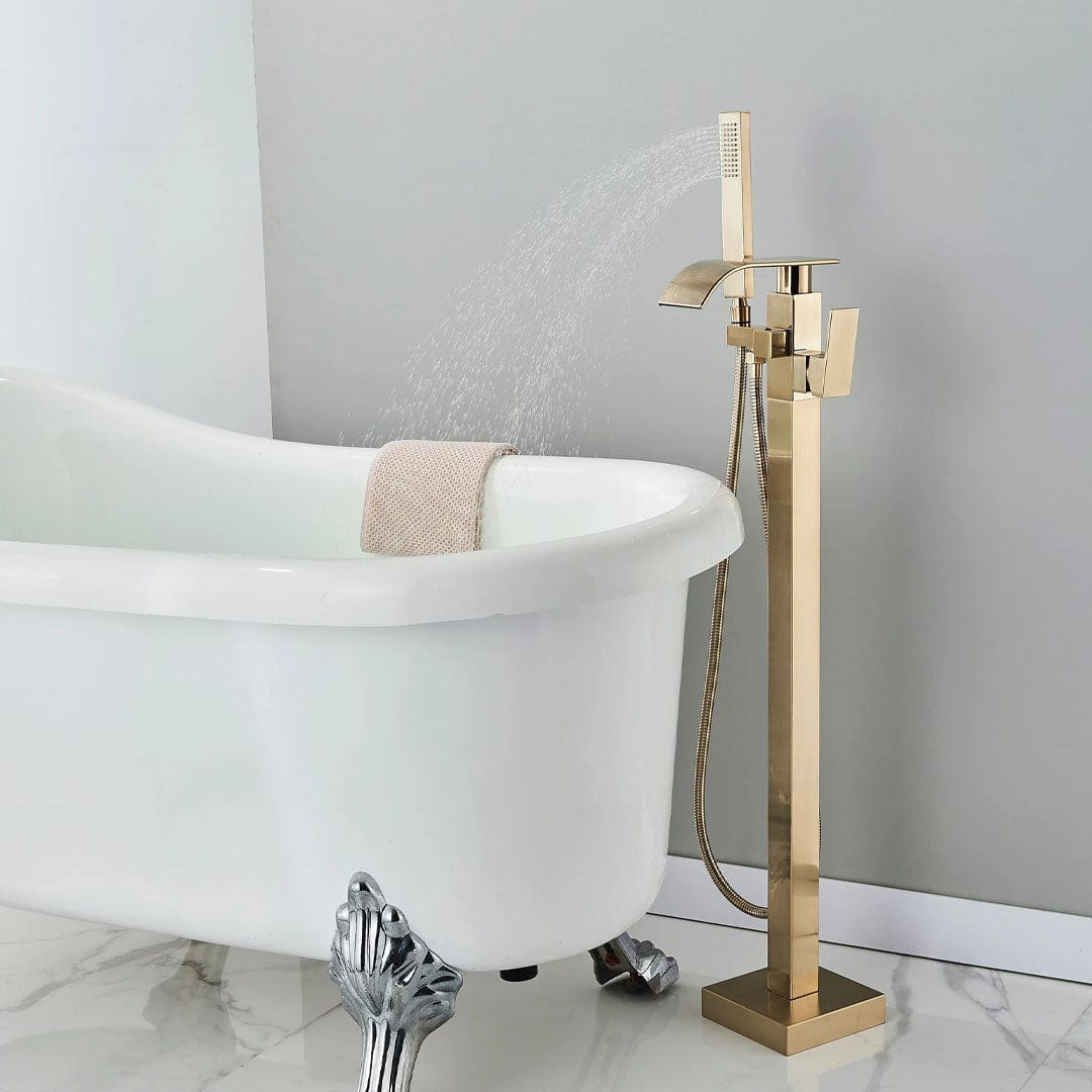 Baterie de podea cu cadru patrat si efect de cascada, auriu periat, cod 1563