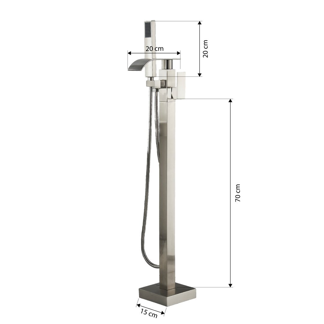 Baterie de podea cu cadru patrat si efect de cascada, cu 2 functii de curgere, argintiu, cod 1246