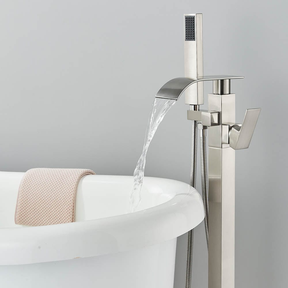 Baterie de podea cu cadru patrat si efect de cascada, cu 2 functii de curgere, argintiu, cod 1246