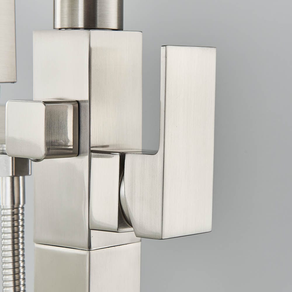 Baterie de podea cu cadru patrat si efect de cascada, cu 2 functii de curgere, argintiu, cod 1246