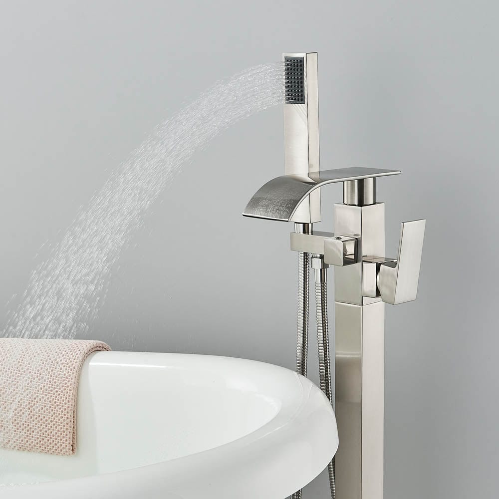 Baterie de podea cu cadru patrat si efect de cascada, cu 2 functii de curgere, argintiu, cod 1246