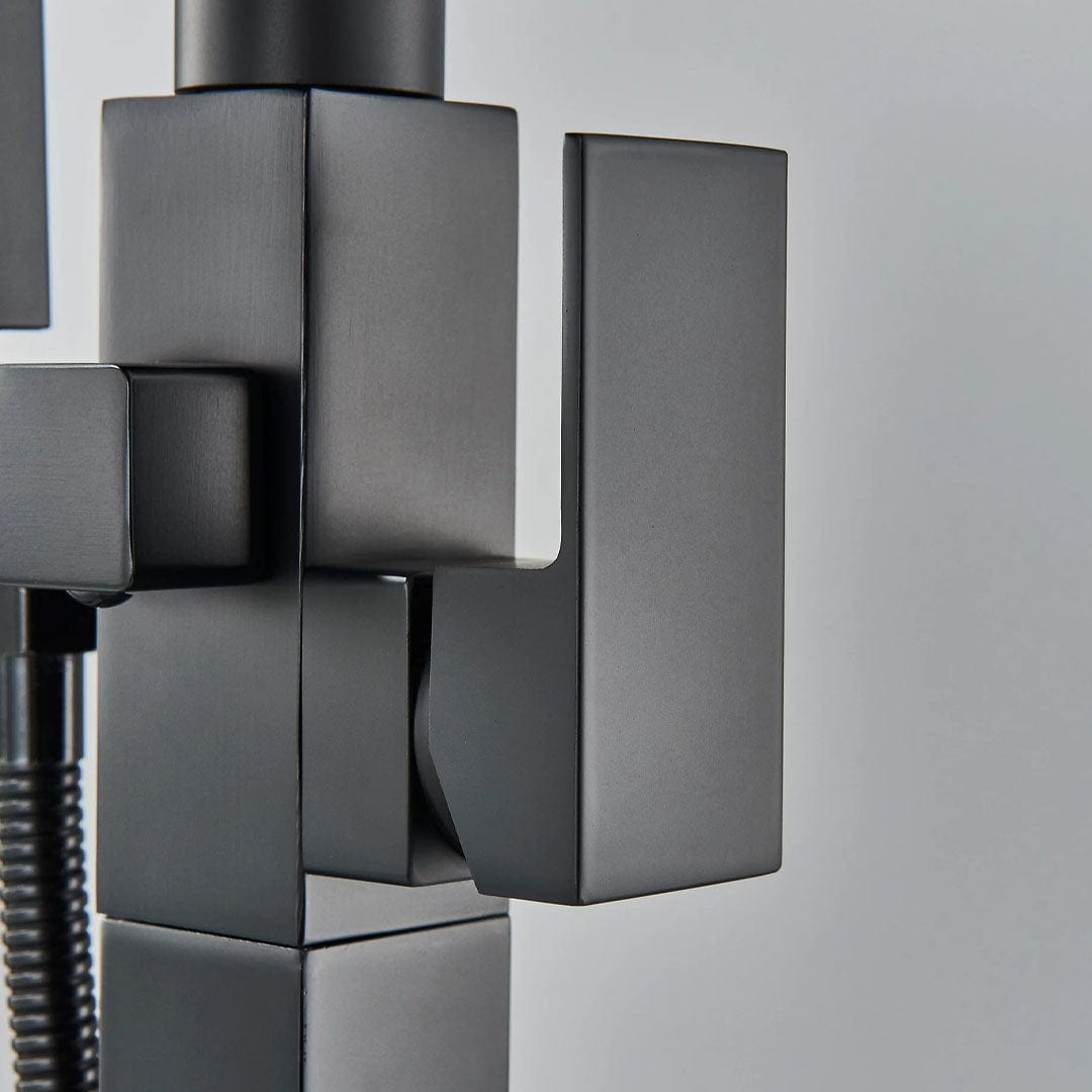 Baterie de podea cu cadru patrat si efect de cascada, negru mat, cod 1561