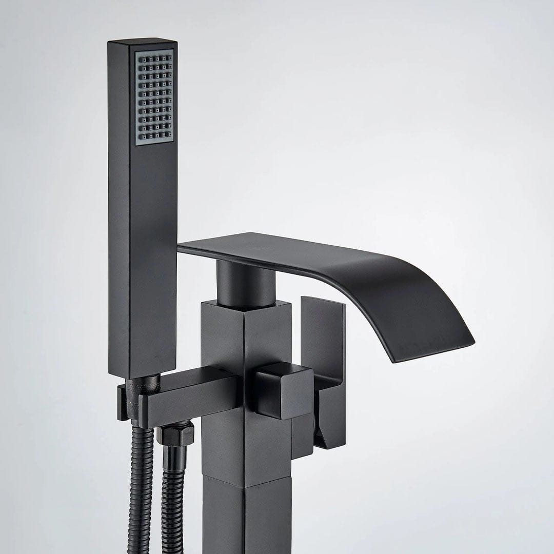 Baterie de podea cu cadru patrat si efect de cascada, negru mat, cod 1561