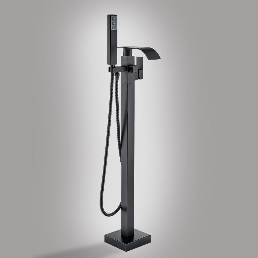 Baterie de podea cu cadru patrat si efect de cascada, negru mat, cod 1561