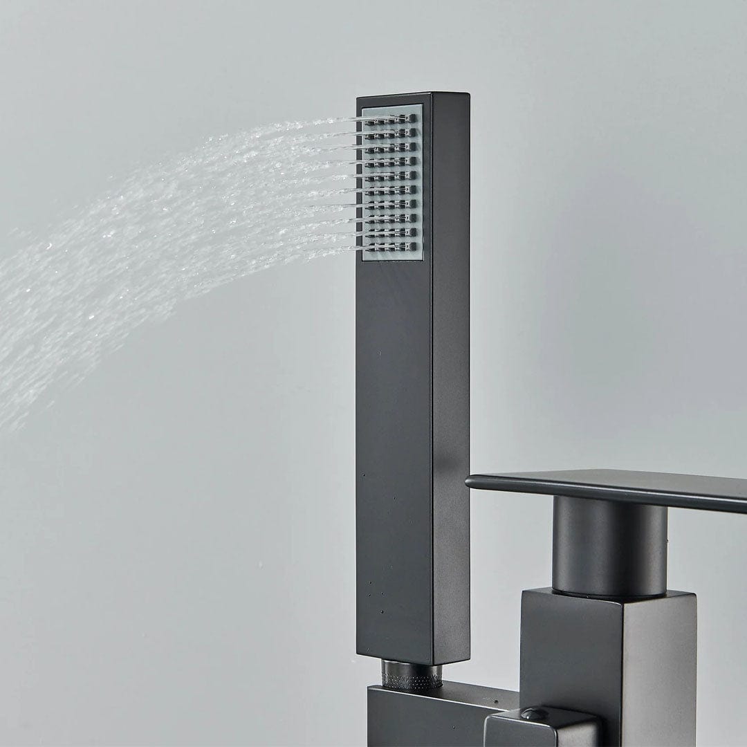 Baterie de podea cu cadru patrat si efect de cascada, negru mat, cod 1561