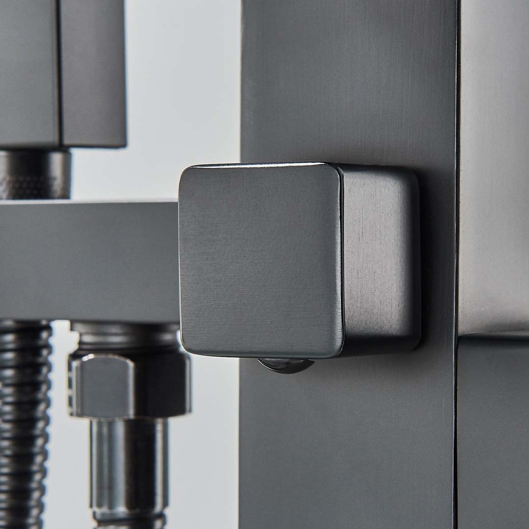 Baterie de podea cu cadru patrat si efect de cascada, negru mat, cod 1561