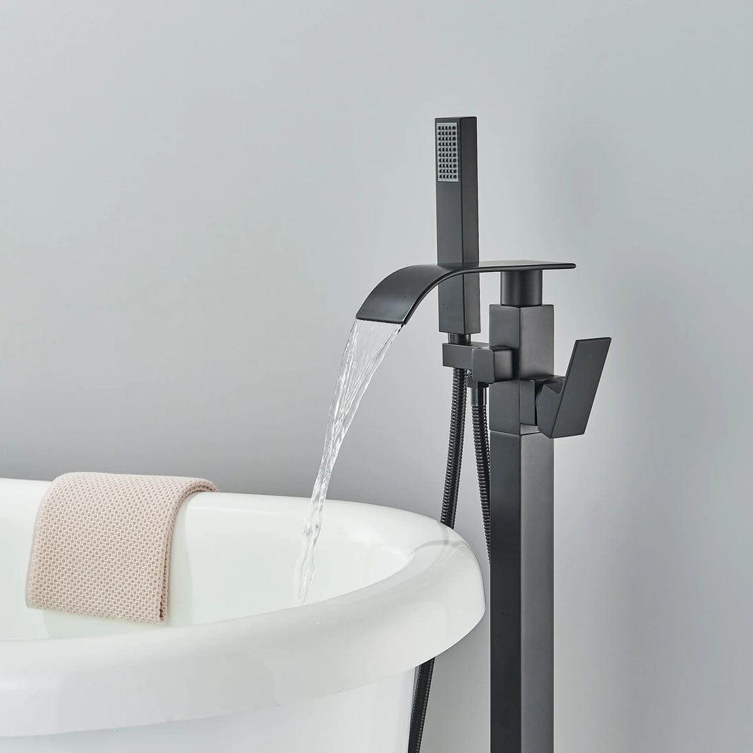 Baterie de podea cu cadru patrat si efect de cascada, negru mat, cod 1561