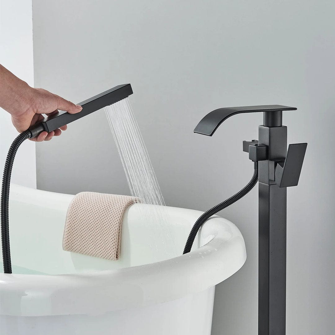 Baterie de podea cu cadru patrat si efect de cascada, negru mat, cod 1561