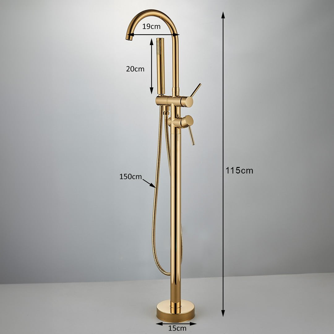 Baterie de podea cu cadru rotund, auriu lucios, cod 1564