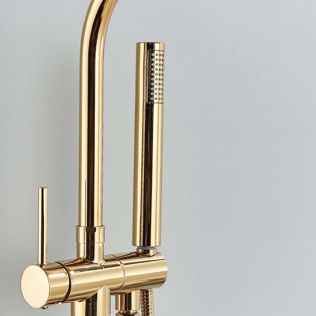 Baterie de podea cu cadru rotund, auriu lucios, cod 1564