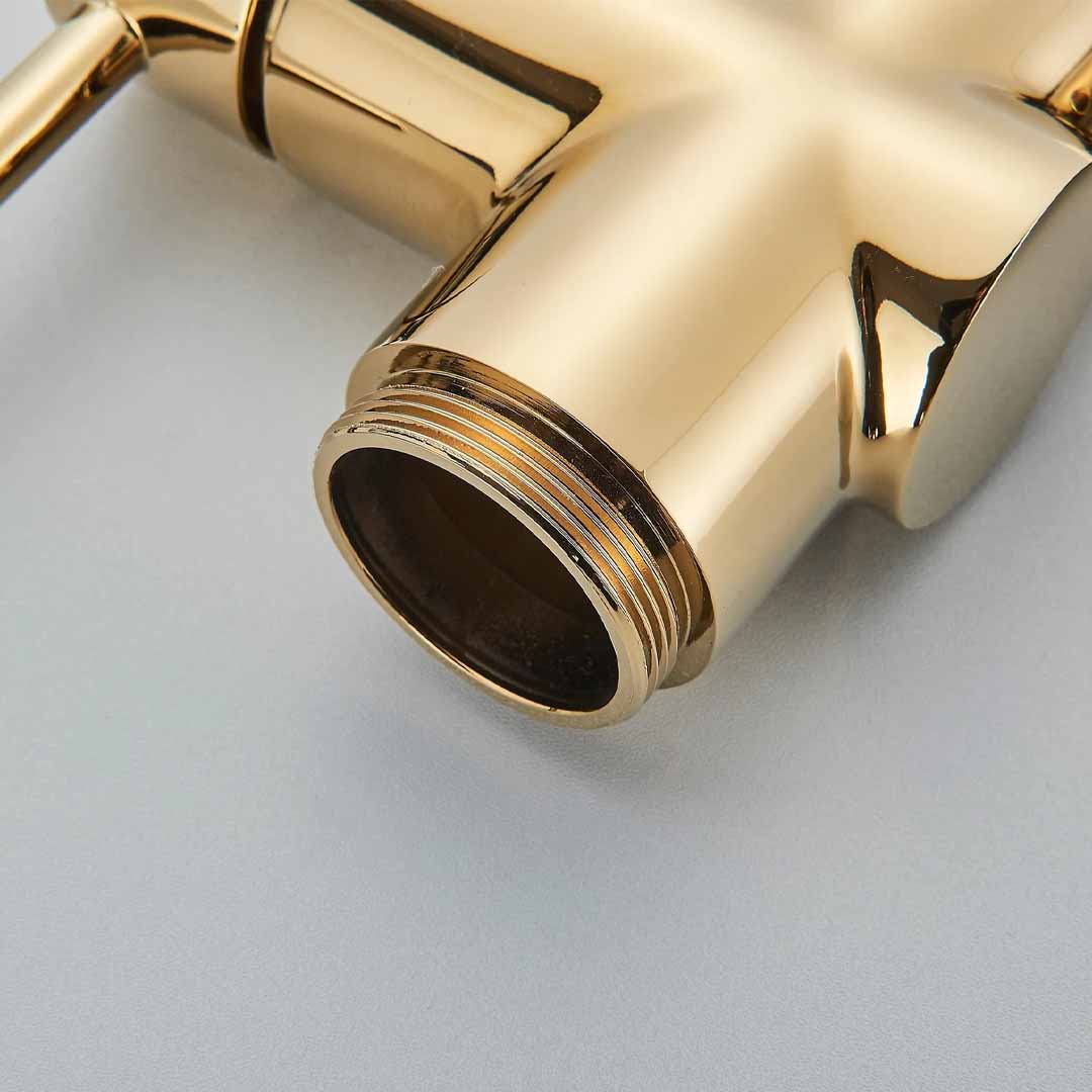 Baterie de podea cu cadru rotund, auriu lucios, cod 1564