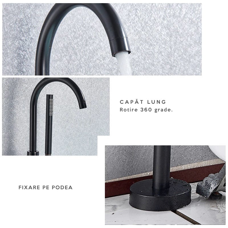 Baterie de podea cu cadru rotund, finisaj negru mat, cod 1162