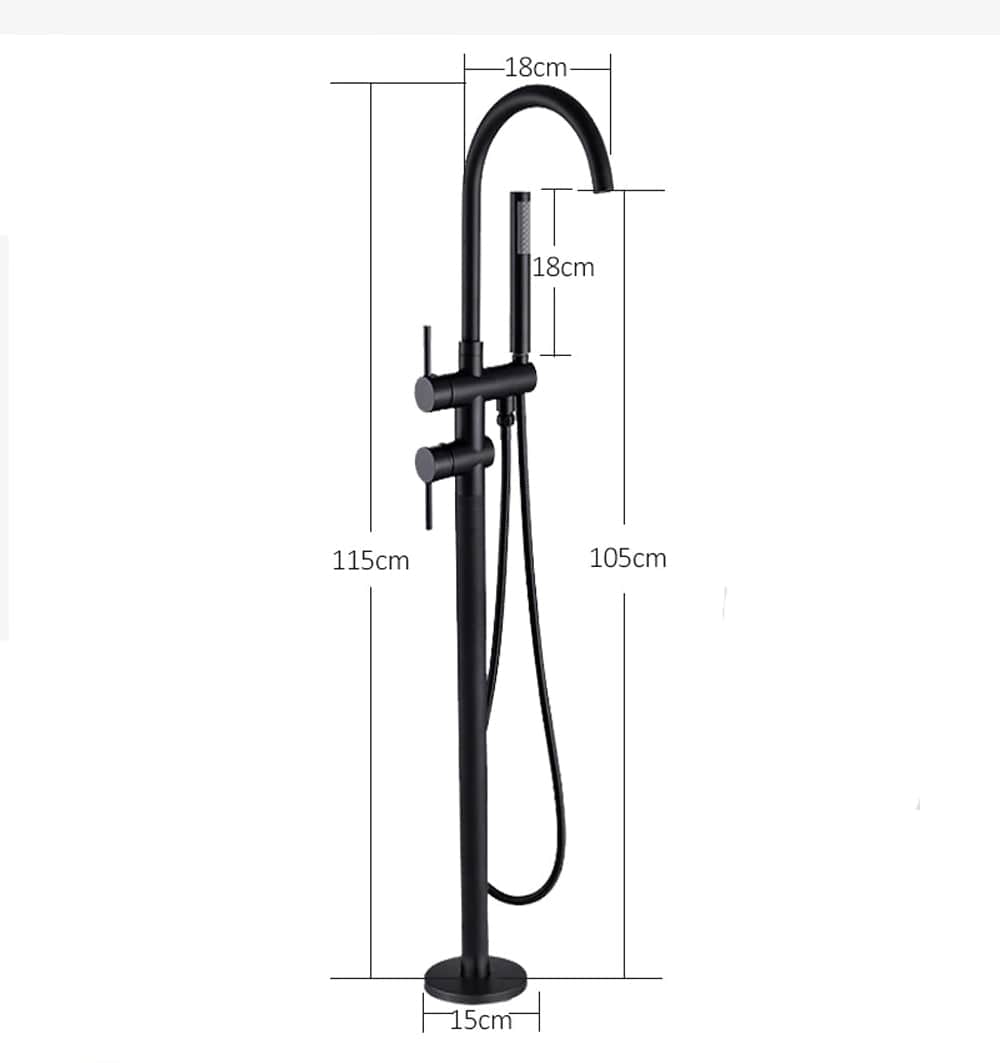 Baterie de podea cu cadru rotund, finisaj negru mat, cod 1162